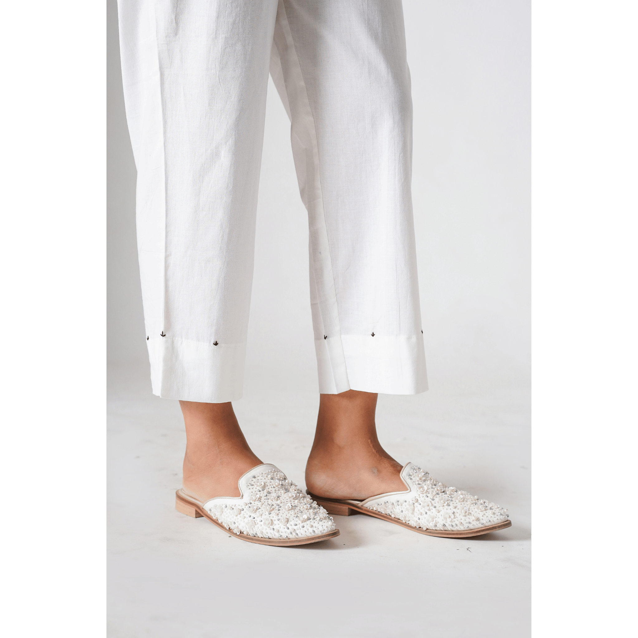 Arabis White Cotton Pants
